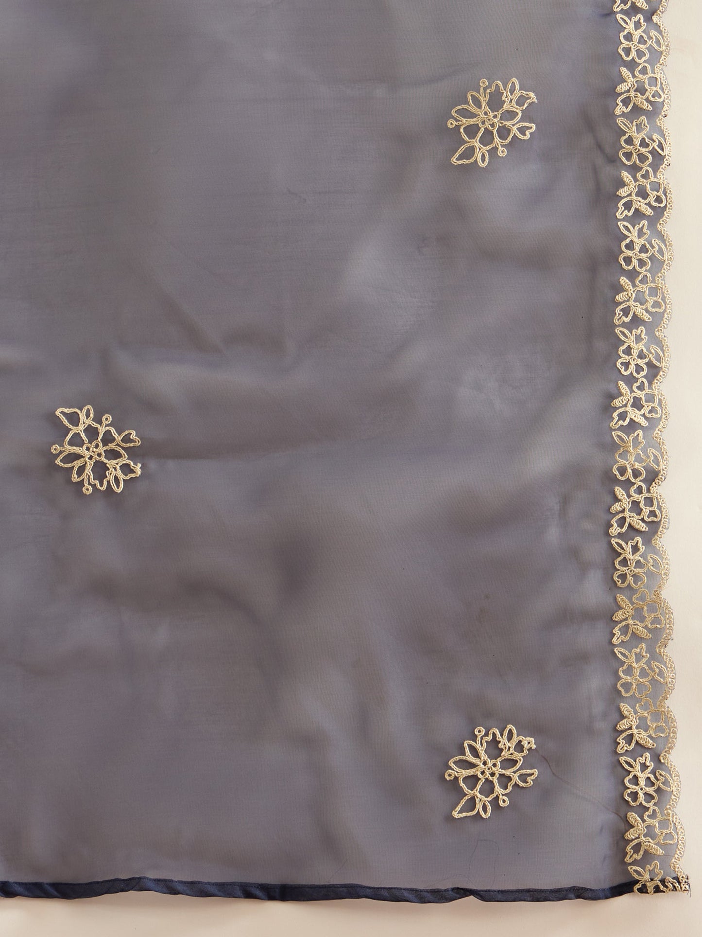 Indo Era Blue Embroidered Straight Kurta Trousers With Dupatta Set