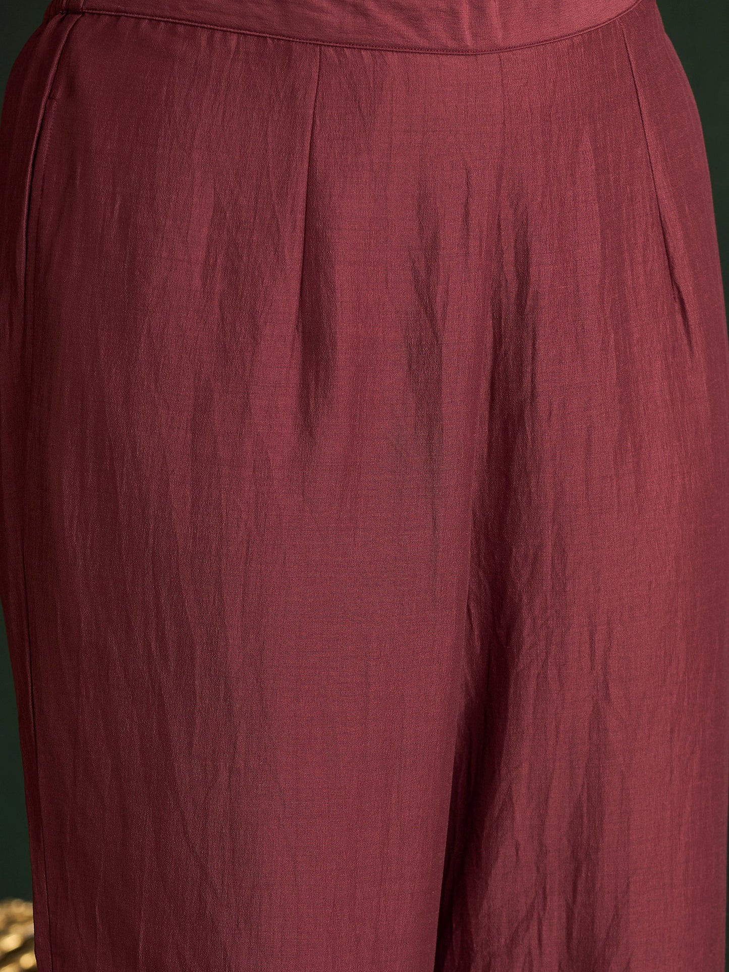 Mauve Embroidered Straight Kurta Trousers With Dupatta Set