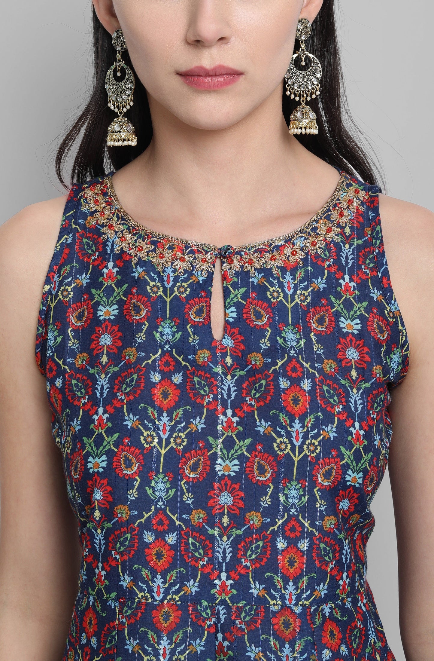 Blue Poly Muslin Embroidered Kurta With Palazzo And Dupatta Silae