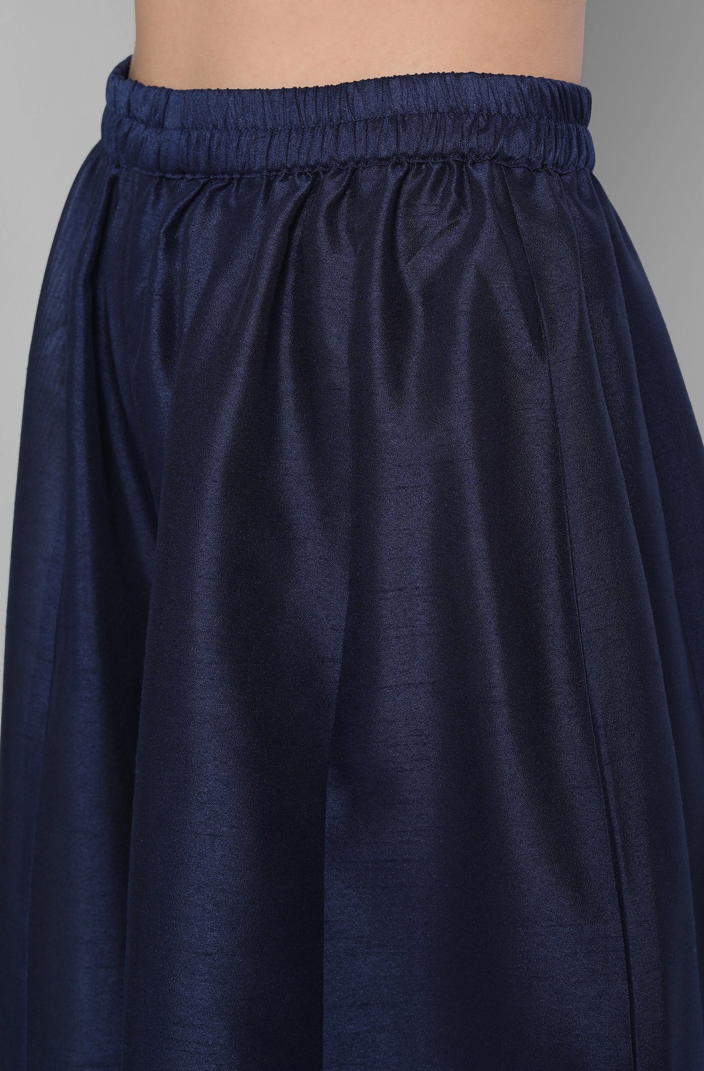Blue Poly Muslin Embroidered Kurta With Palazzo And Dupatta Silae