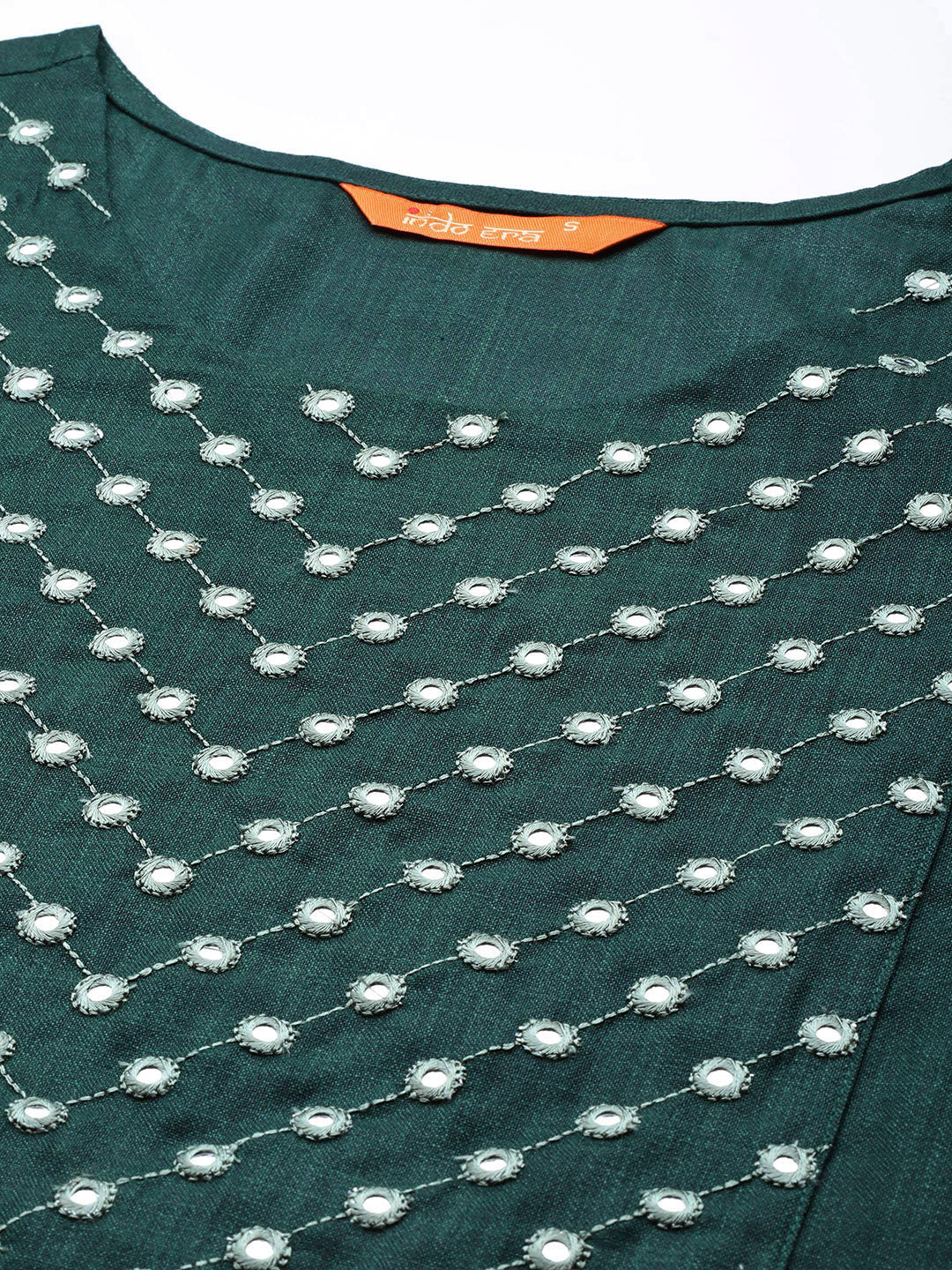 Indo Era Green Embroidered Straight Kurta Palazzo With Dupatta Set