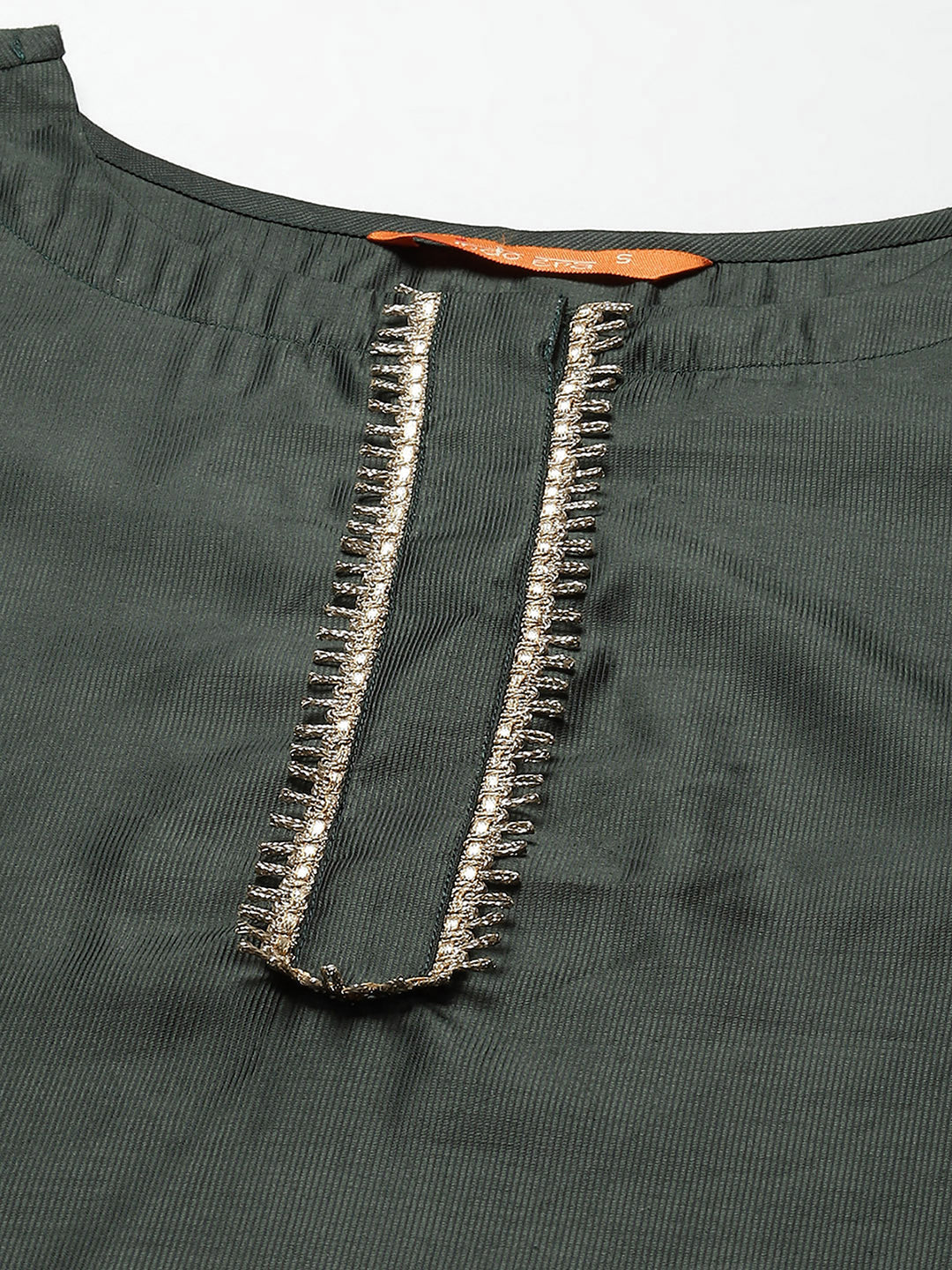 Indo Era Green Solid Straight Kurta Trouser With Dupatta Set