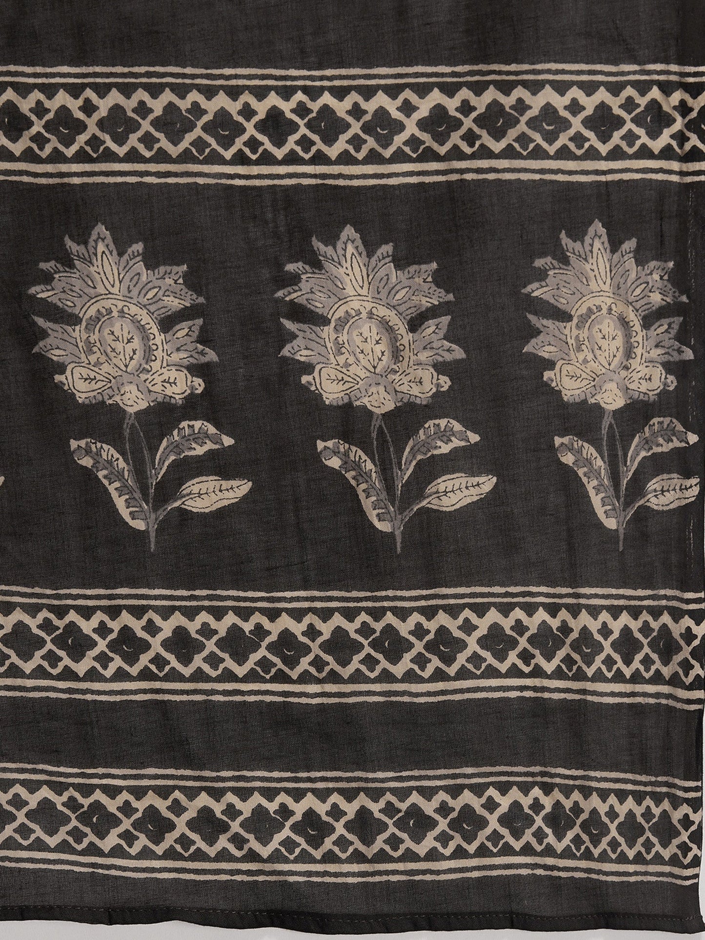 Indo Era Black Printed Straight Kurta Palazzos With Dupatta set