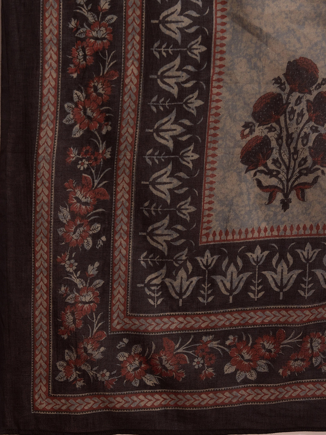 Indo Era Black Printed Straight Kurta Salwar With Dupatta set