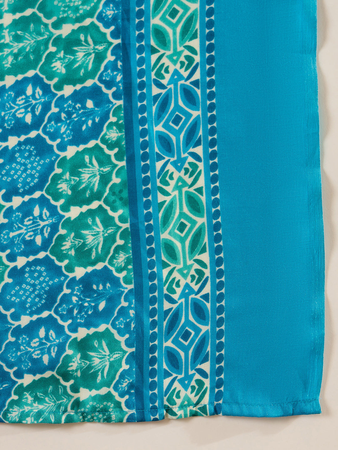 Indo Era Blue Printed Straight Kurta Trousers With Dupatta set