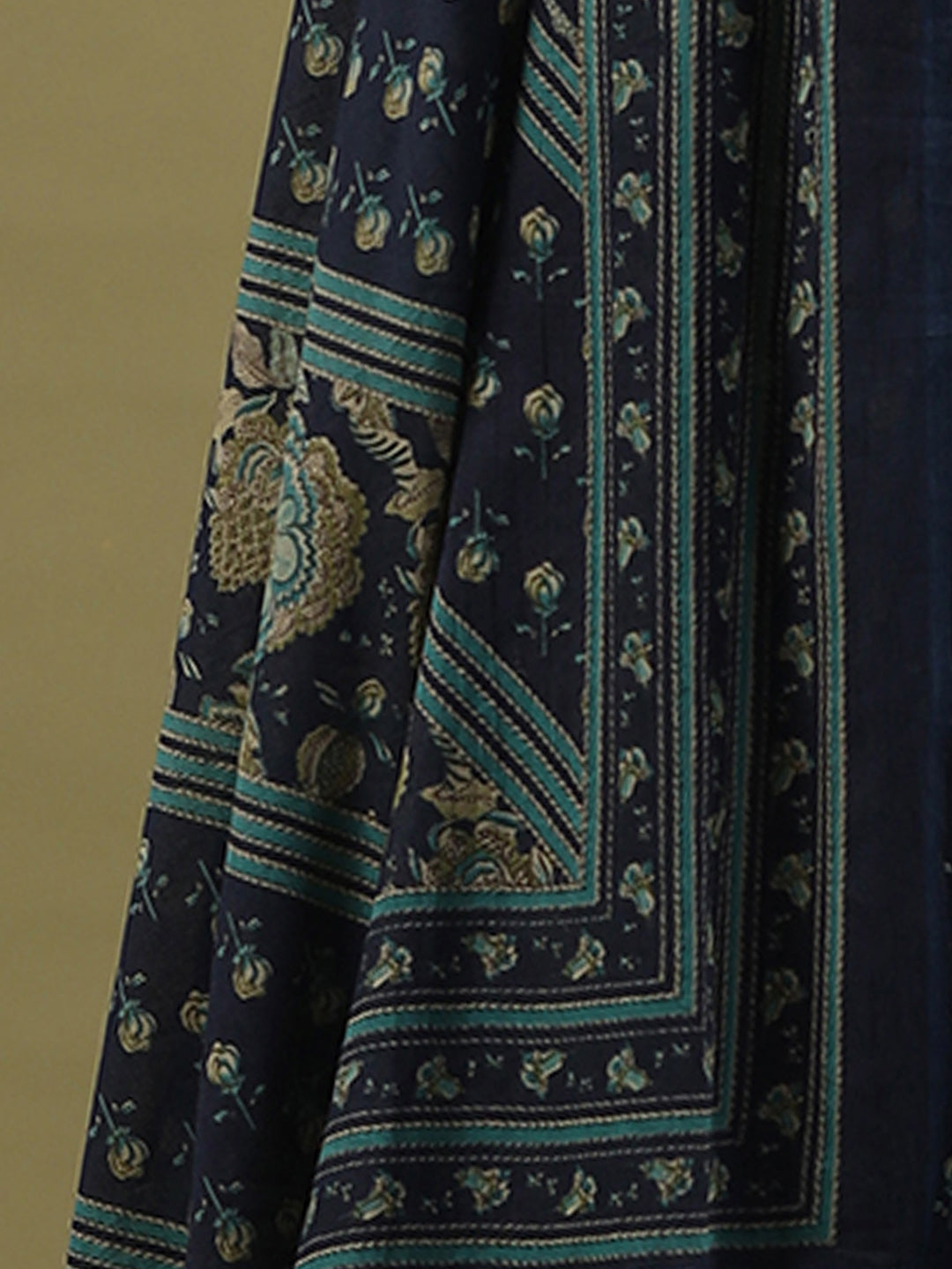 Indo Era Blue Printed Straight Kurta Salwar With Dupatta set
