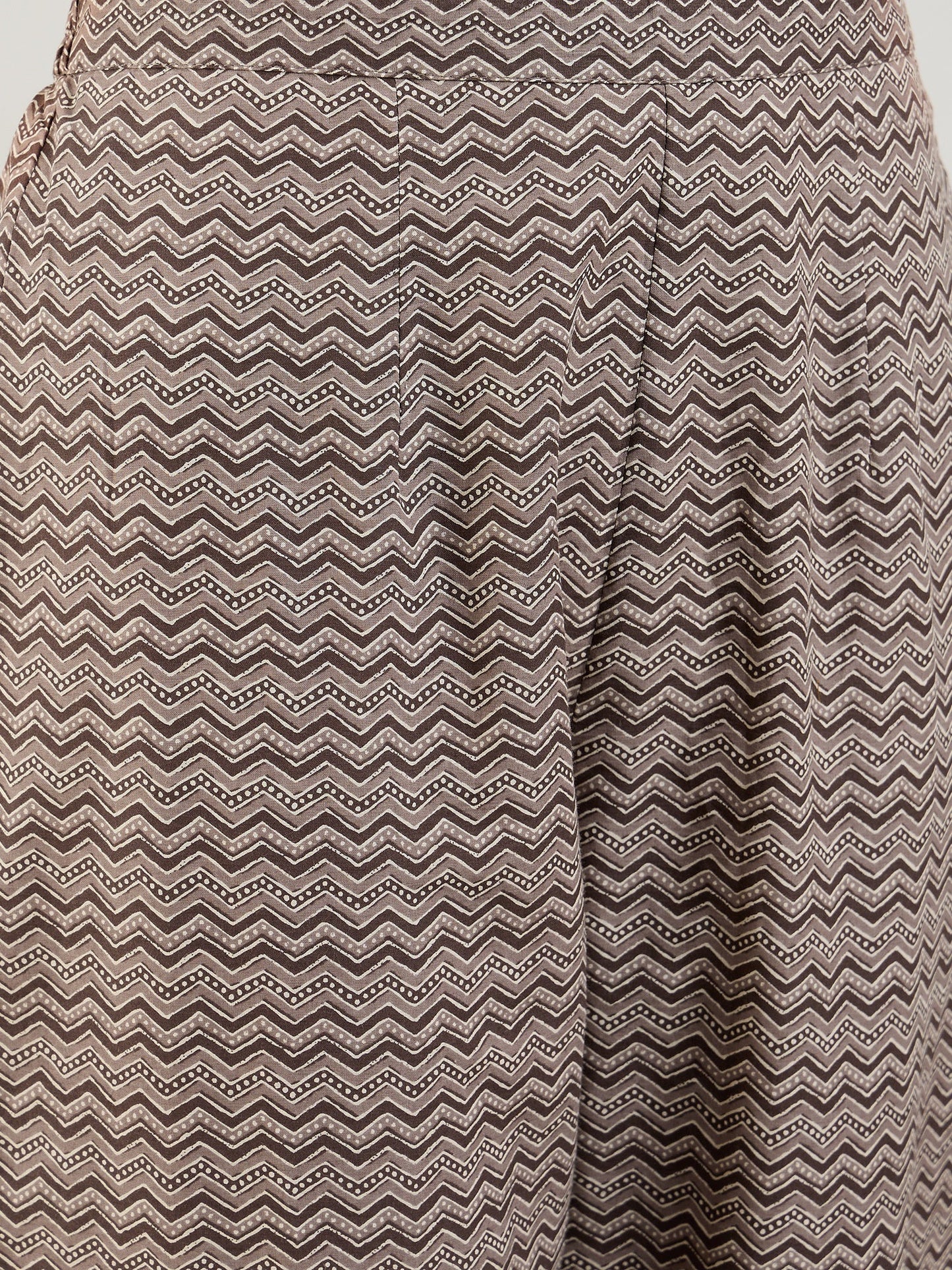 Brown Printed Straight Kurta Trousers With Dupatta set