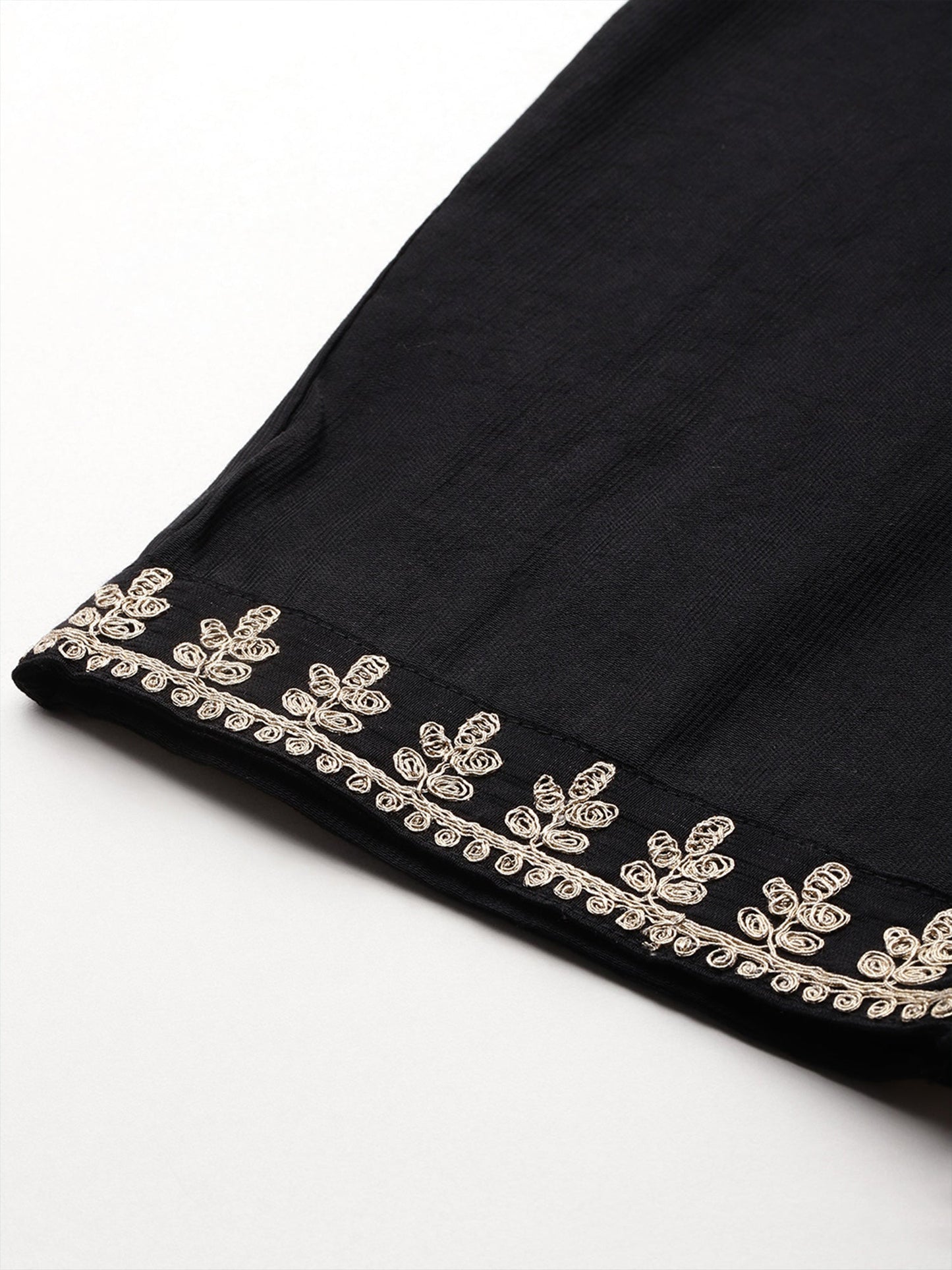 Indo Era Black Embroidered Straight Kurta Trousers With Dupatta set