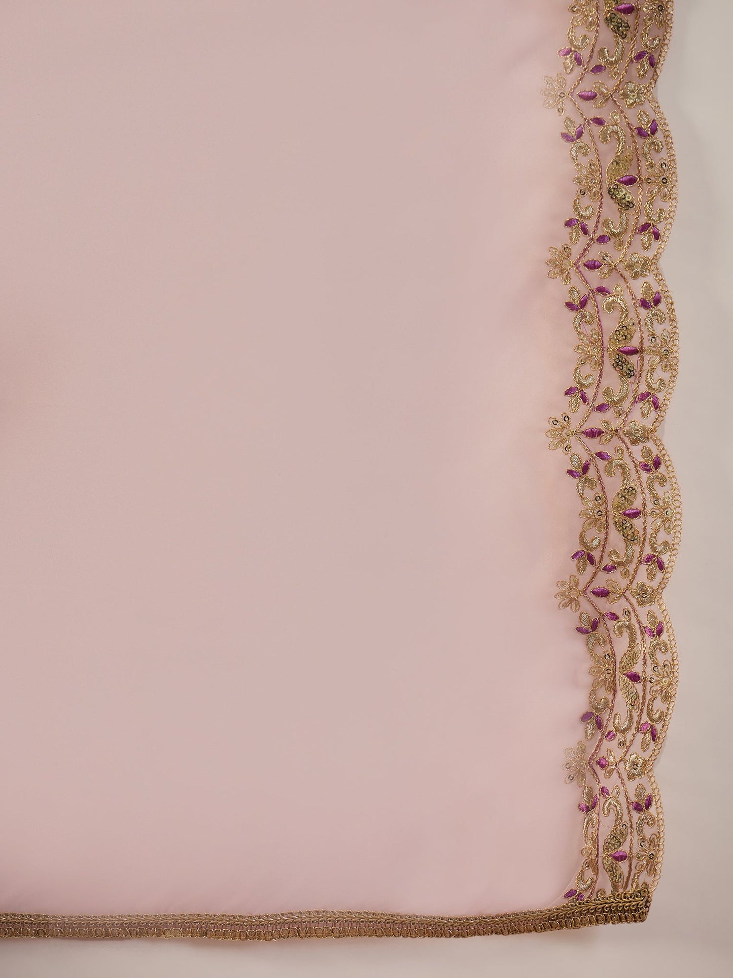 Indo Era Lavender Embroidered Straight Kurta Trousers With Dupatta set