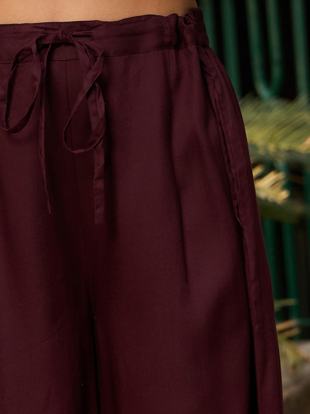 Indo Era Burgundy Embroidered Straight Kurta Salwar With Dupatta set