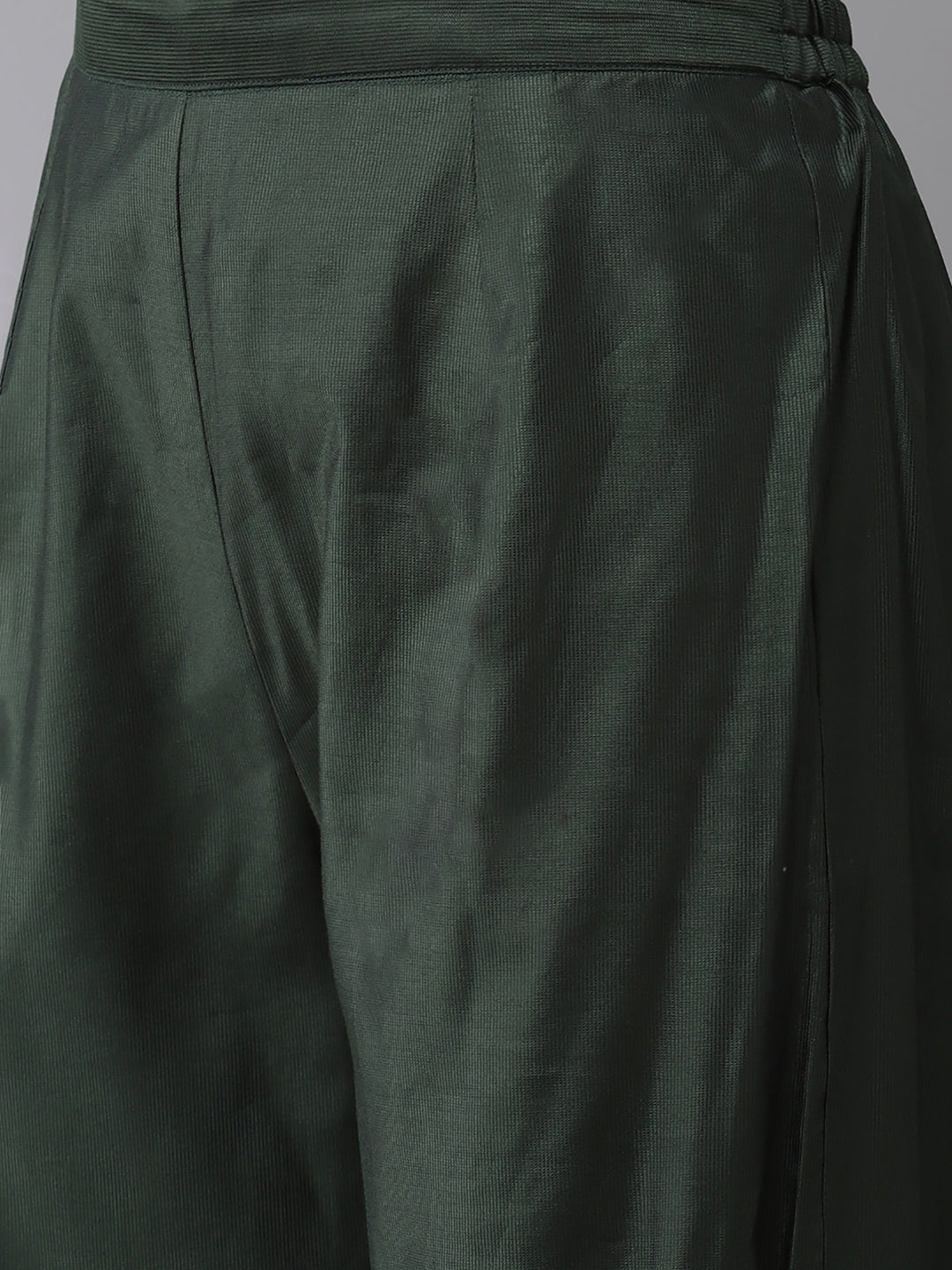 Indo Era Bottle Green Embroidered Straight Kurta Trouser With Dupatta Set