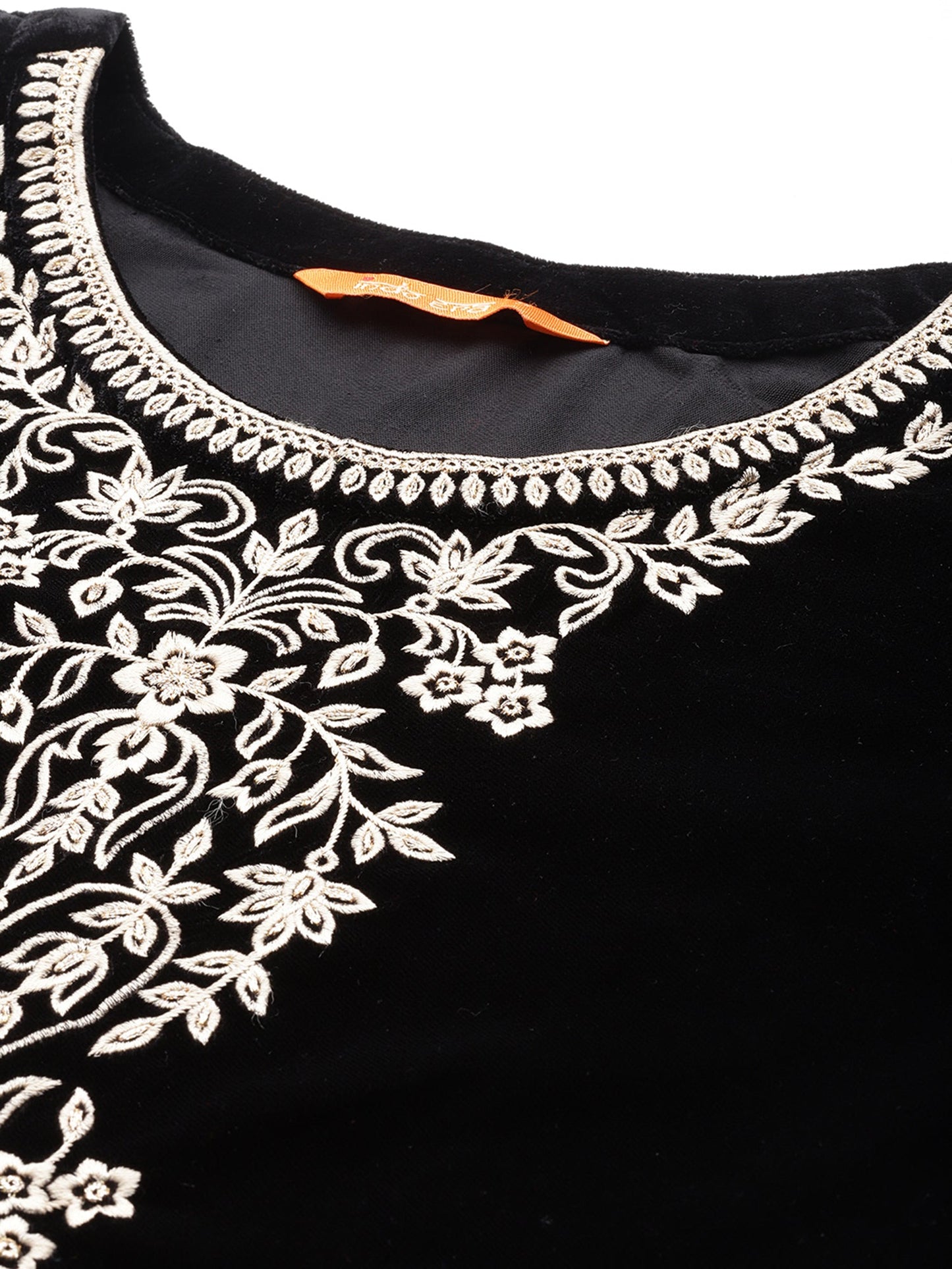 Black Embroidered Straight Kurta Trousers With Dupatta set