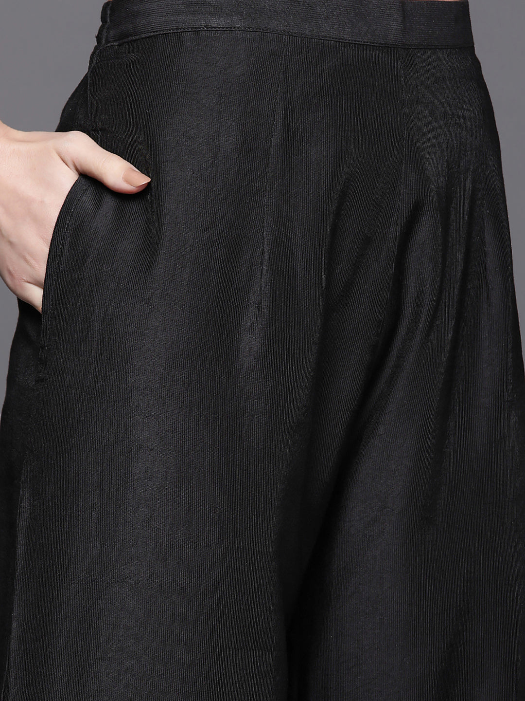 Indo Era Black Printed Straight Kurta Trousers With Dupatta Set