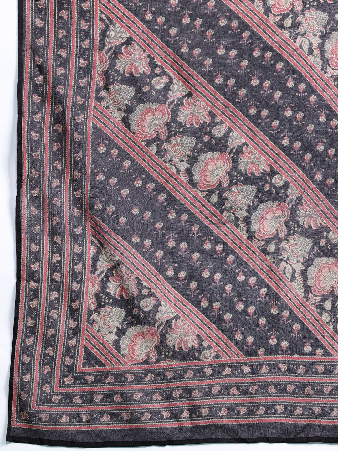 Indo Era Black Embroidered Straight Kurta Trousers With Dupatta Set