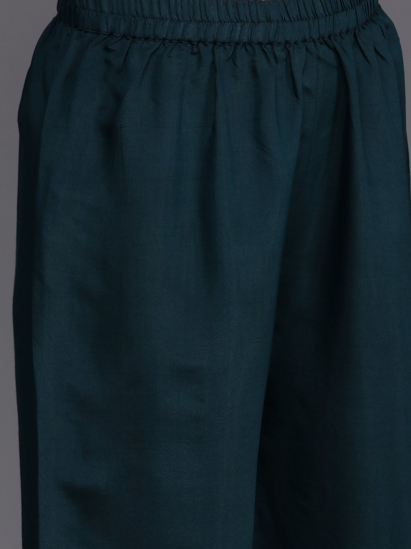 Indo Era Blue Embroidered Straight Kurta Trousers With Dupatta Set