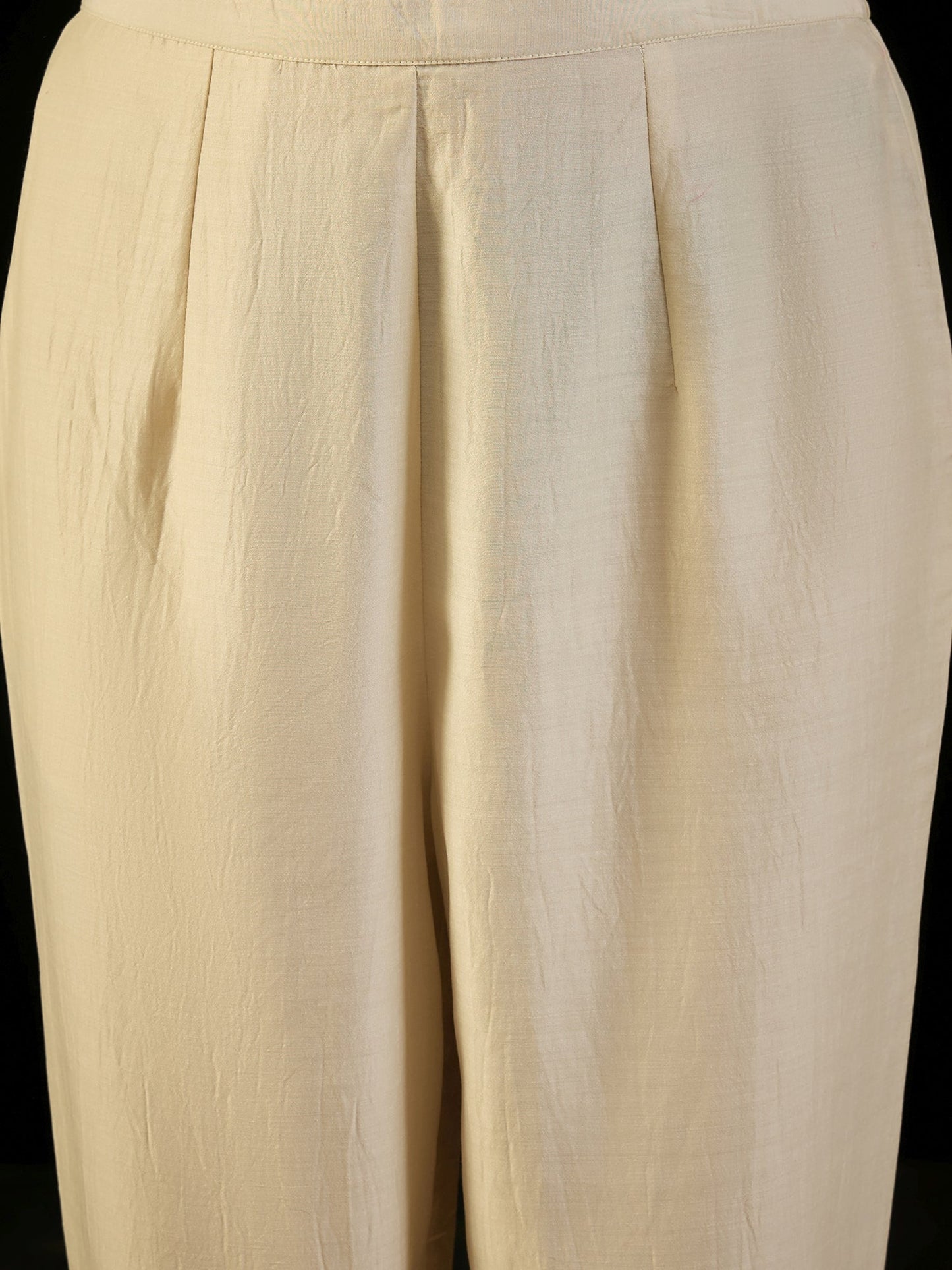 Cream Embroidered Straight Kurta Trousers With Dupatta set