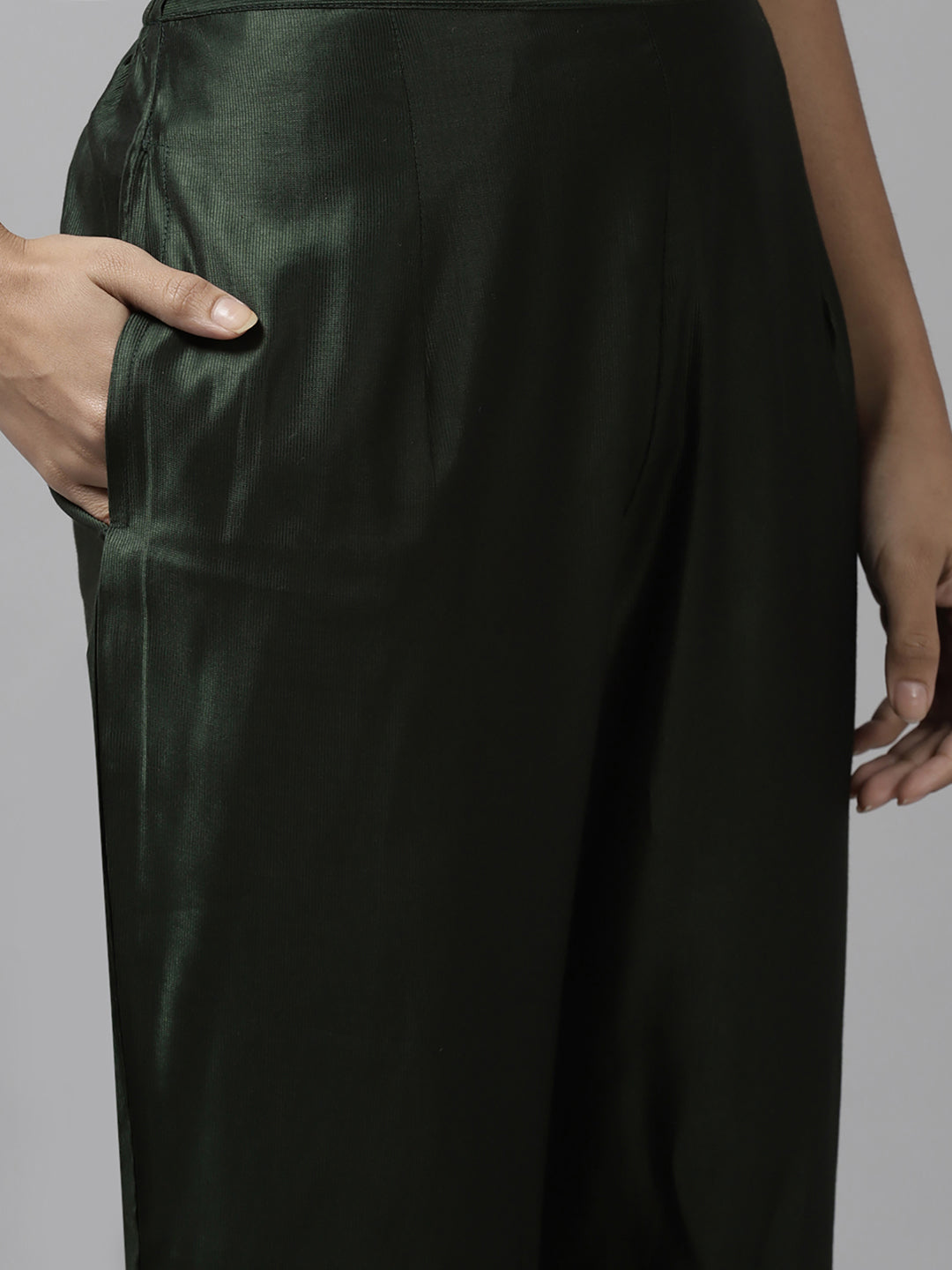 Indo Era Green Printed Straight Kurta Trouser with Dupatta set