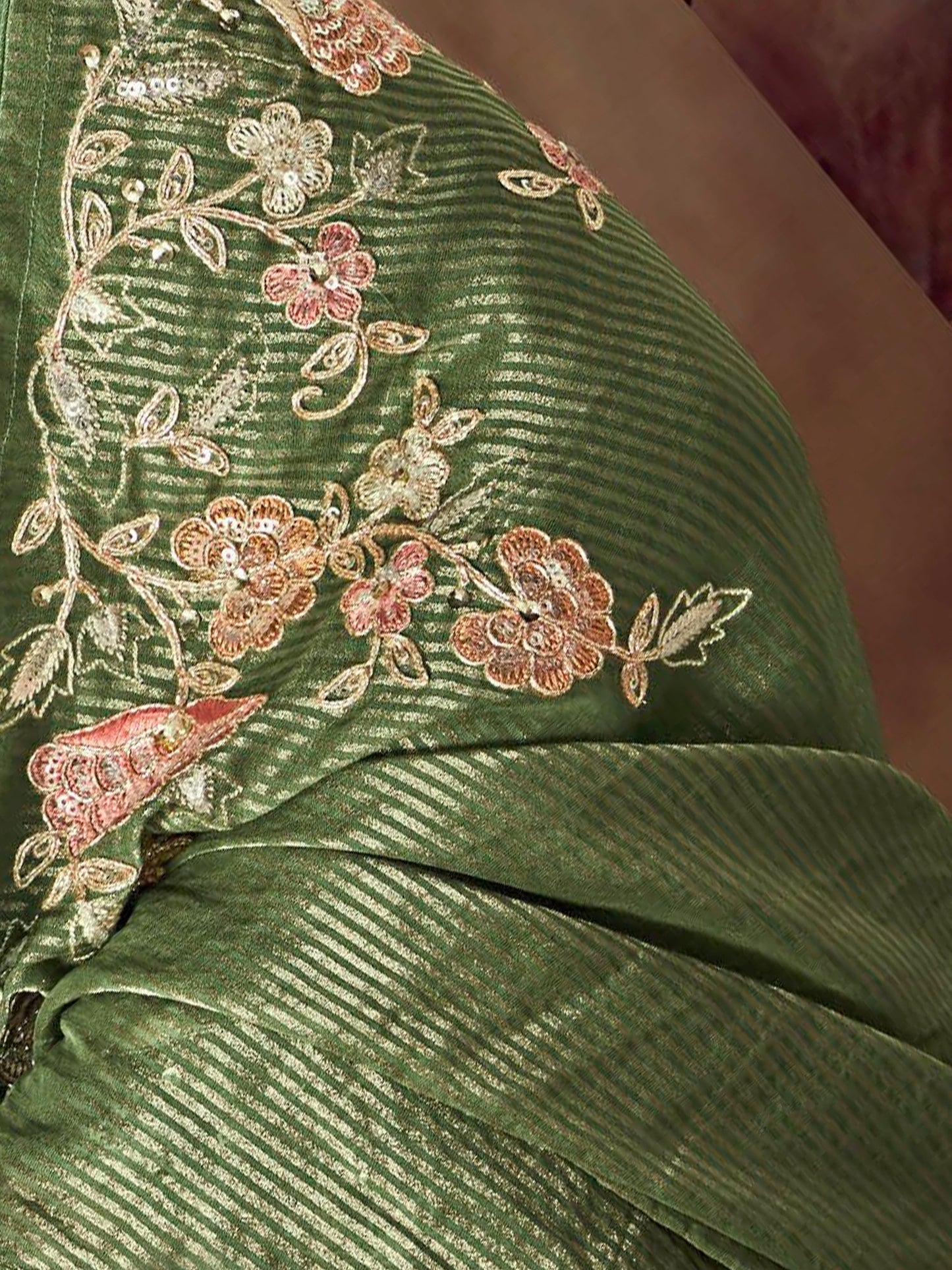 Green Embroidered Straight Kurta Trousers With Dupatta set