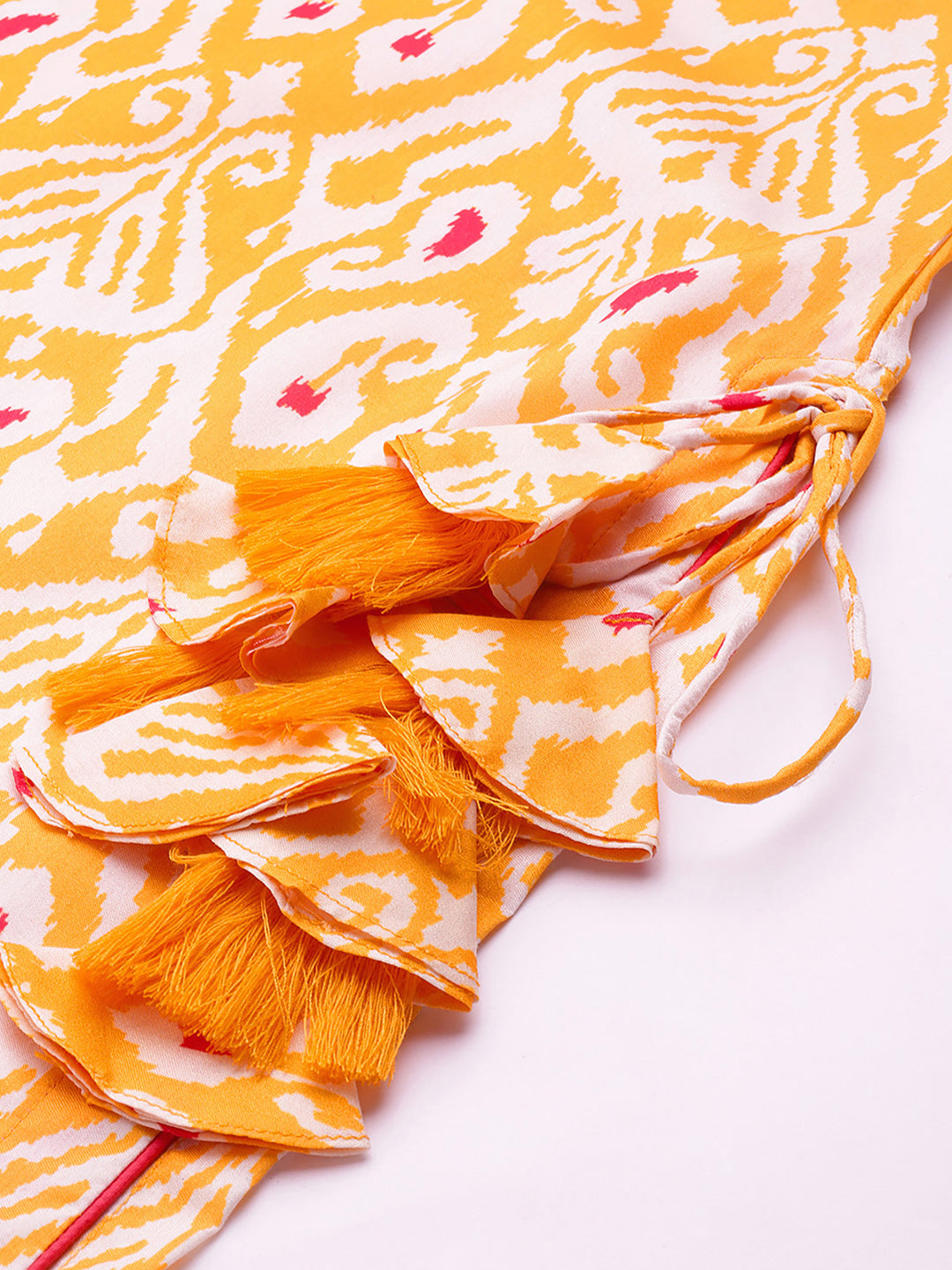 Indo Era Kesariya Yellow Printed Straight Kurta Trouser With Dupatta Set