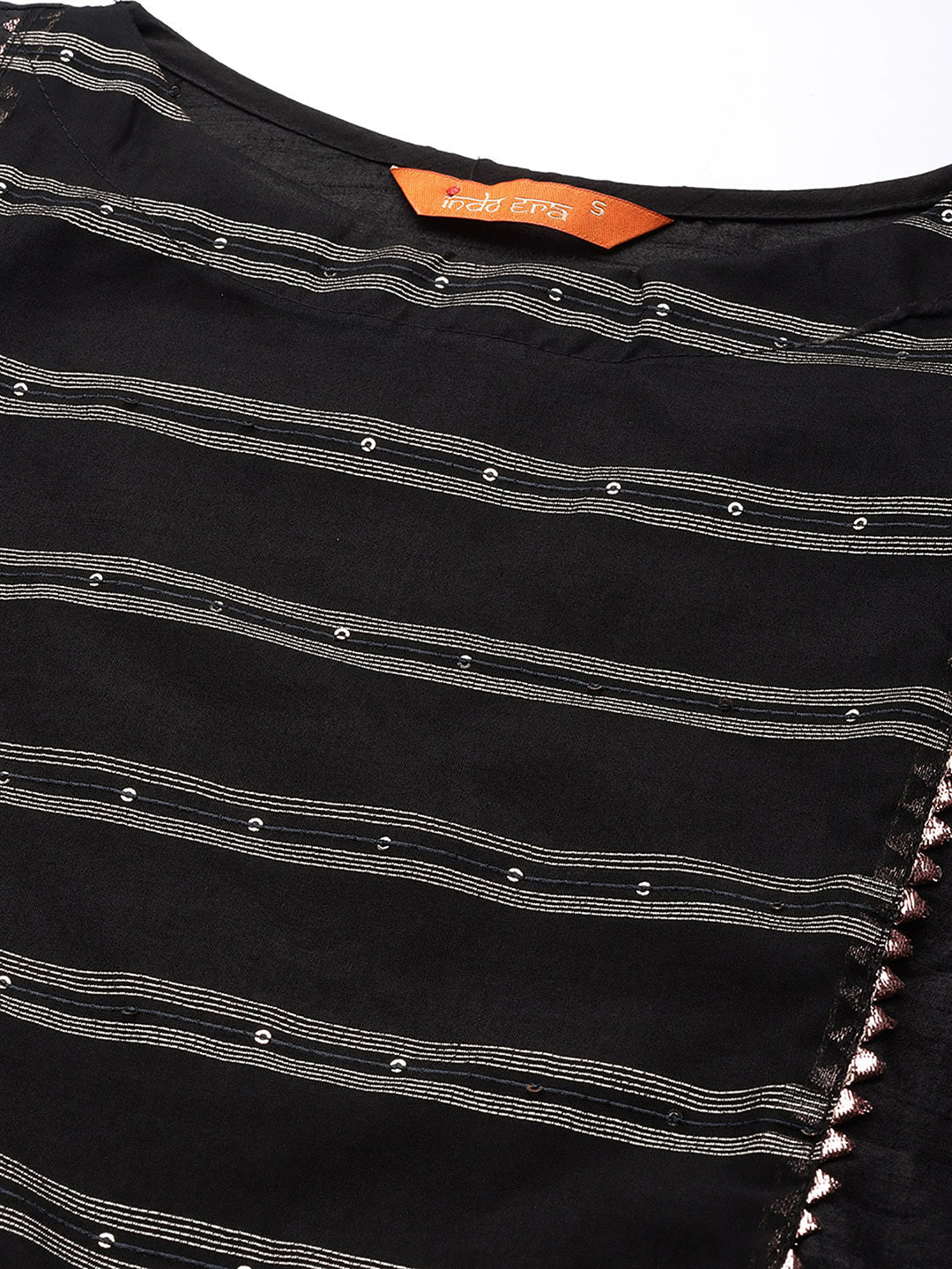 Indo Era Black Solid A-line Kaftan Trouser Set