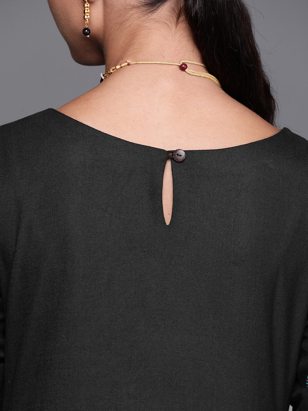 Indo Era Black Foil Printed Straight Kurtas