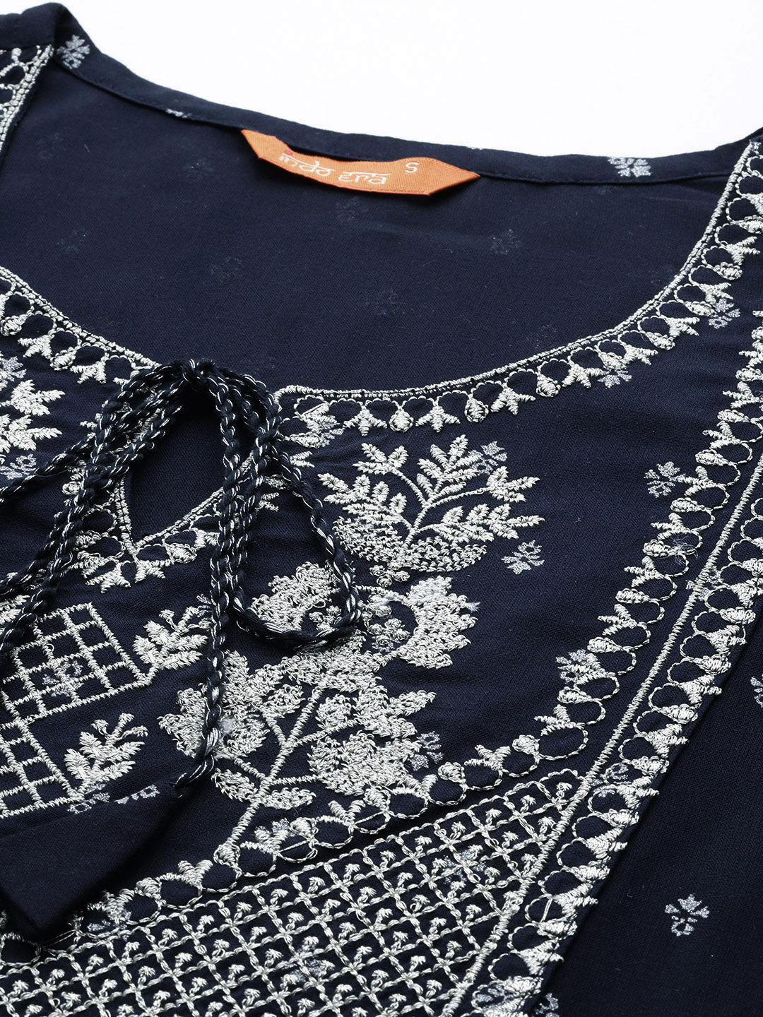 Indo Era Blue Embroidered Straight Kurtas