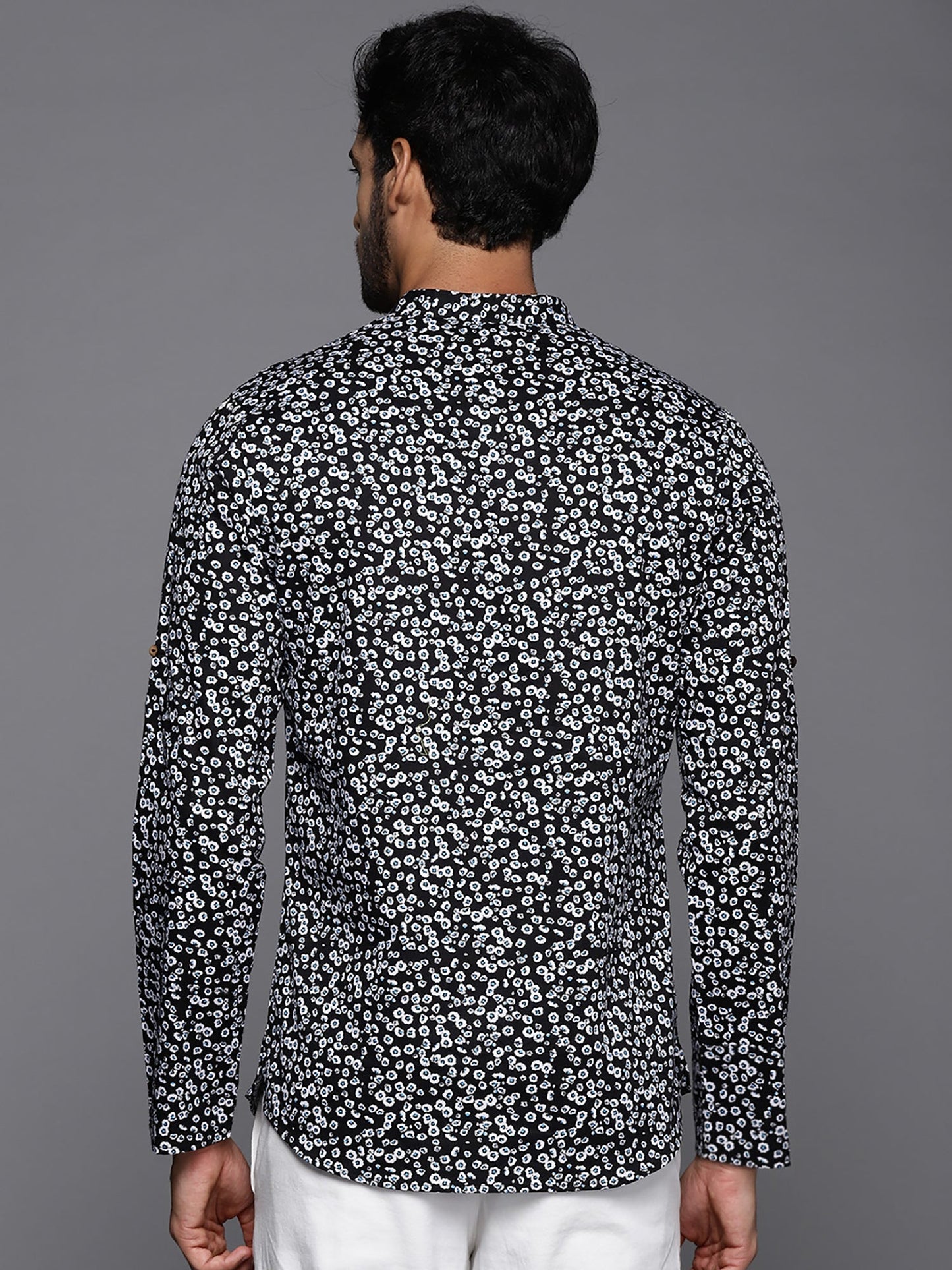 Indo Era Black Animal Liva Straight Kurtas