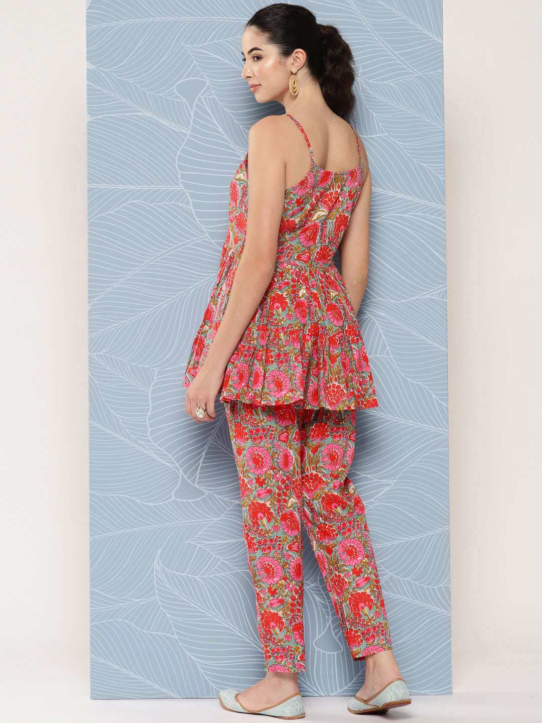 Multicolor Cotton Floral Printed Top With Pant Silae