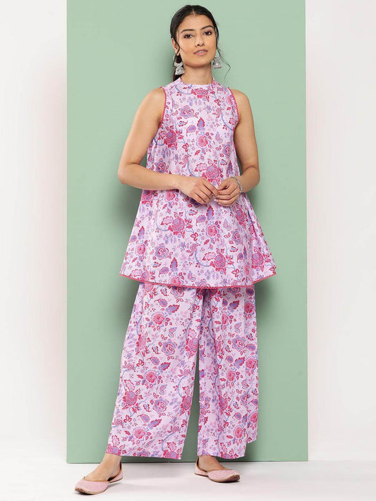 Lavender Crepe Digital Printed Co-Ords Set Silae
