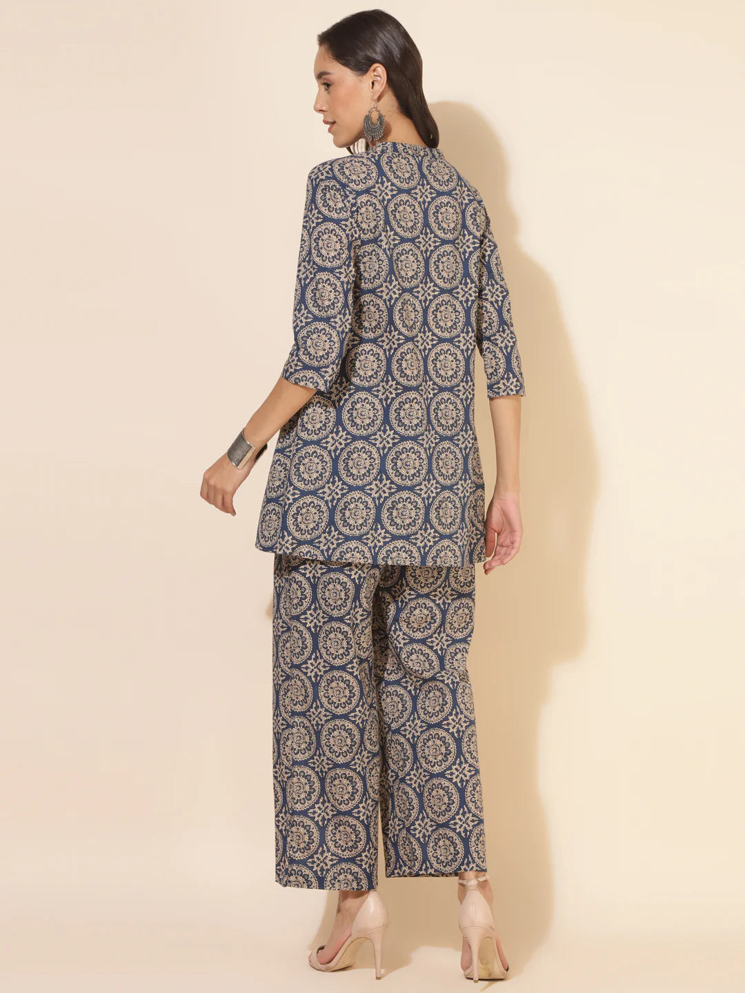Blue Cotton Ethnic Motifs Tunic With Palazzo Silae