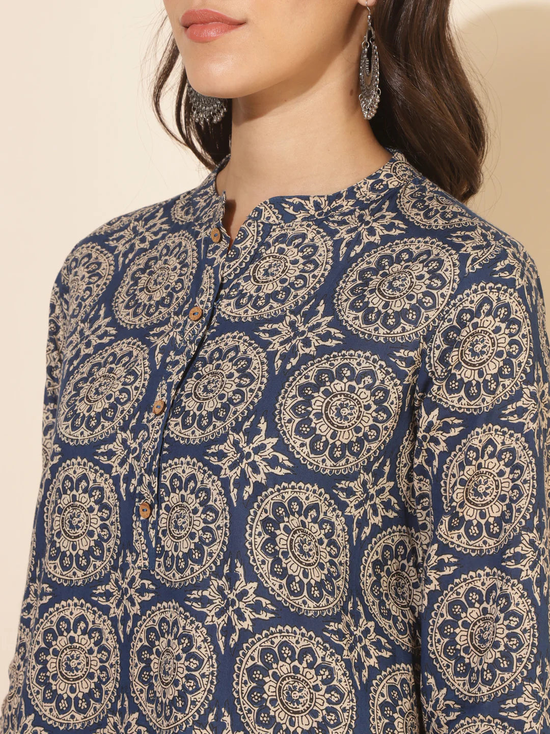 Blue Cotton Ethnic Motifs Tunic With Palazzo Silae