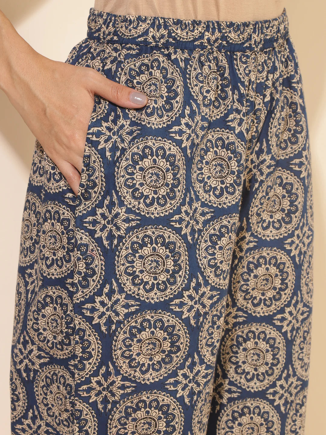 Blue Cotton Ethnic Motifs Tunic With Palazzo Silae
