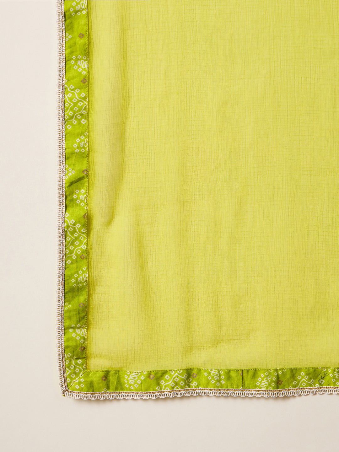 Indo Era Green Printed A-Line Kurta Trousers With Dupatta set