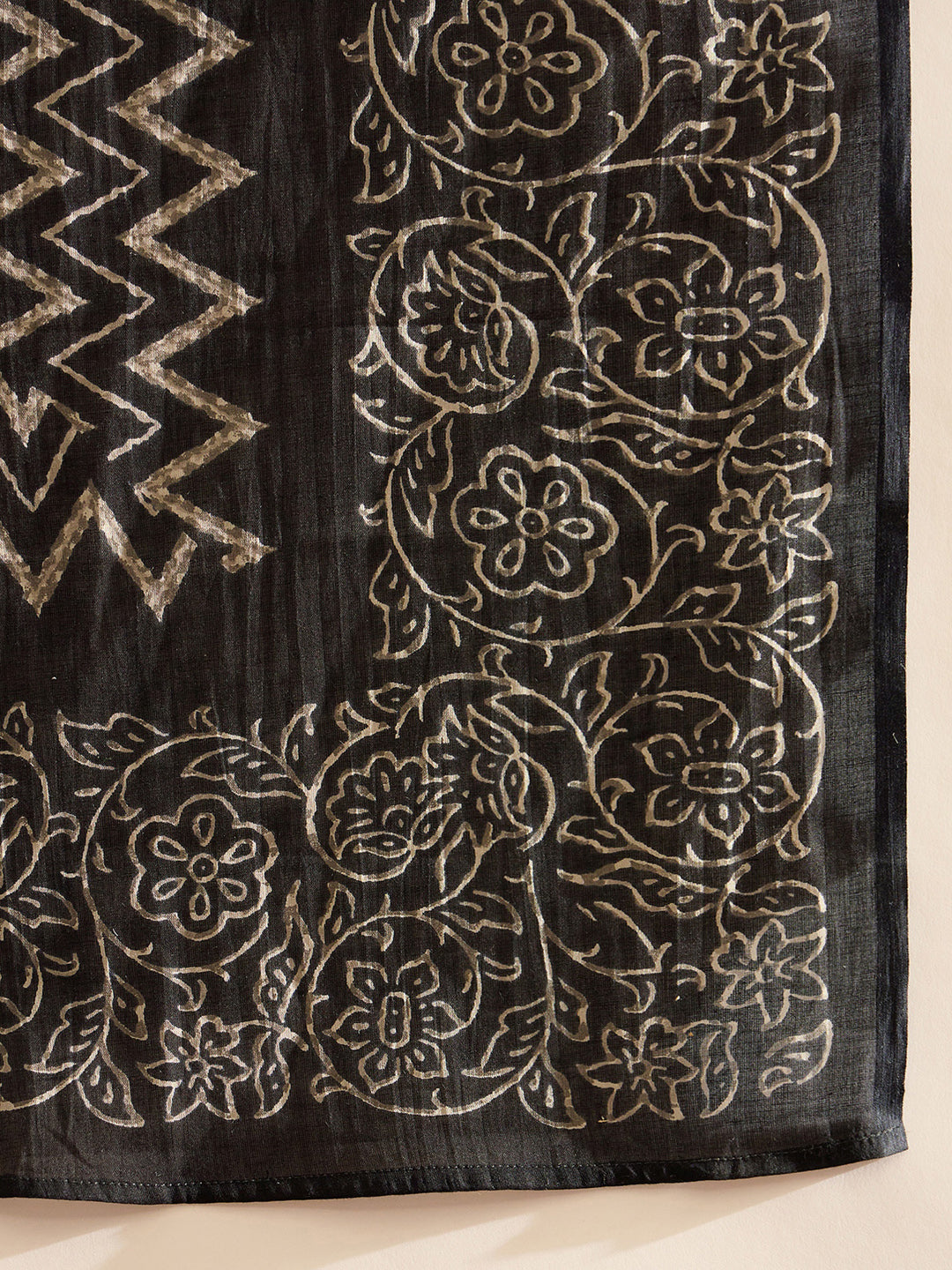 Indo Era Black Printed Straight Kurta Trousers With Dupatta set