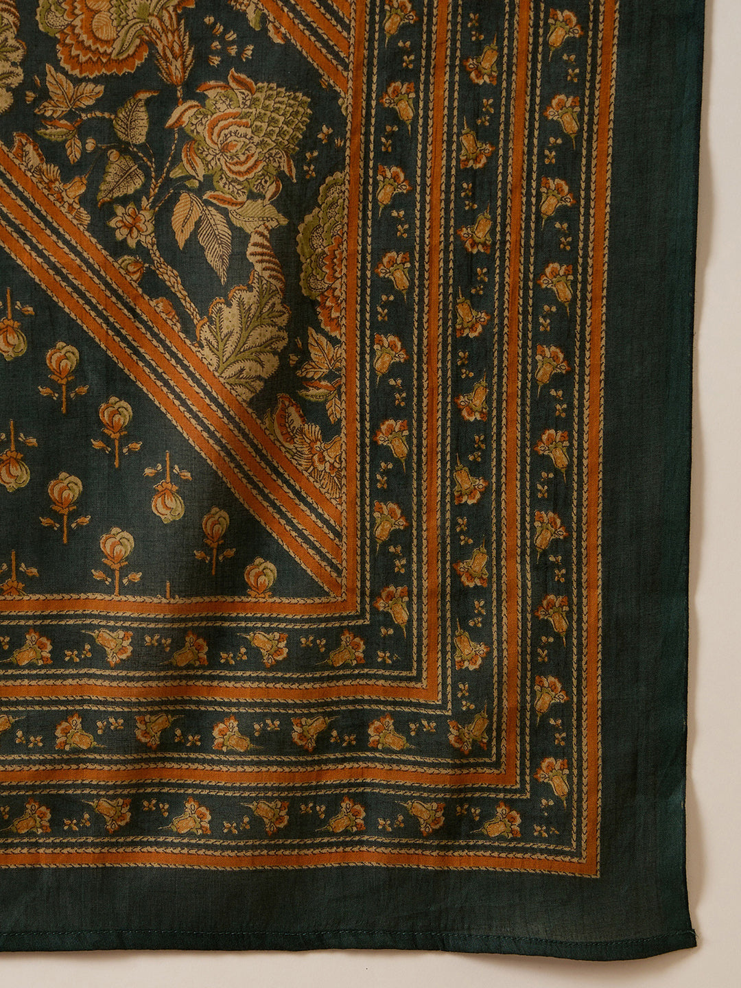 Indo Era Green Printed A-Line Kurta Trousers With Dupatta set