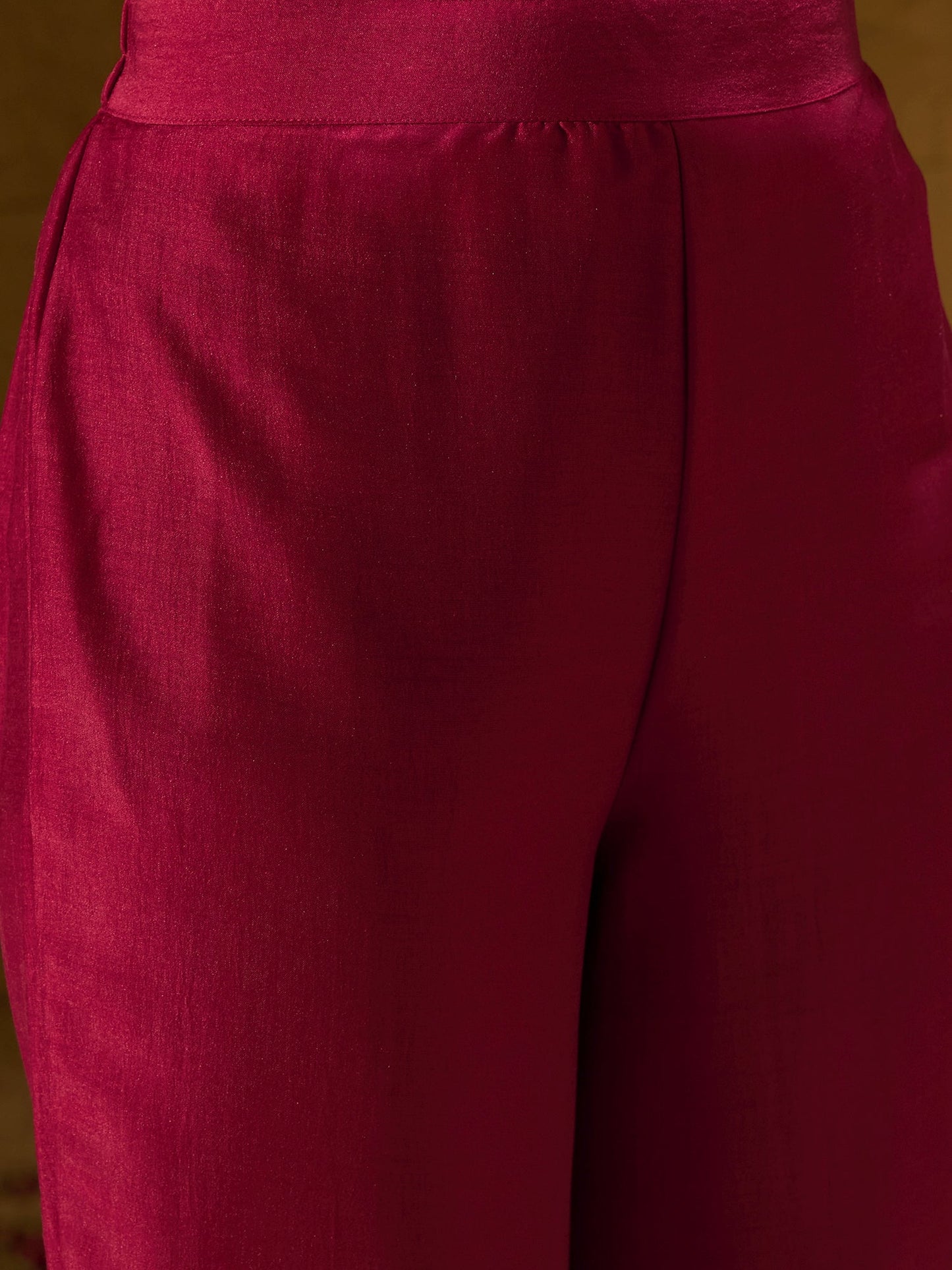 Indo Era Maroon Embroidered Straight Kurta Trousers With Dupatta set