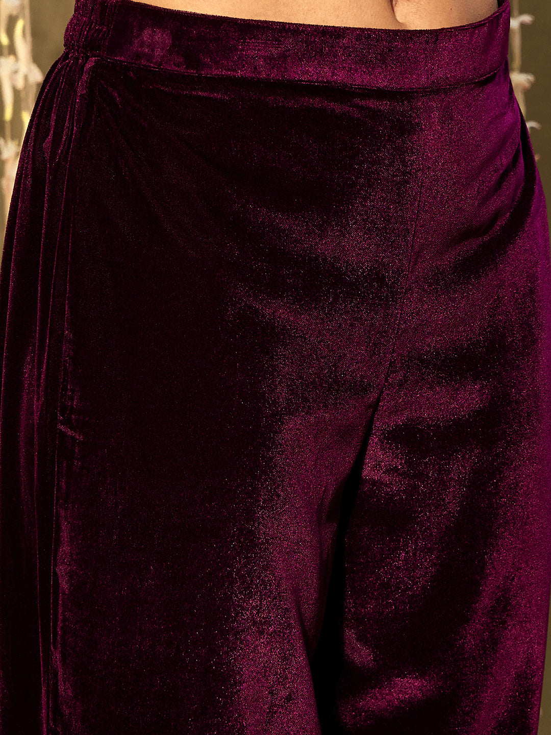 Burgundy Embroidered Straight Kurta Trousers With Dupatta set