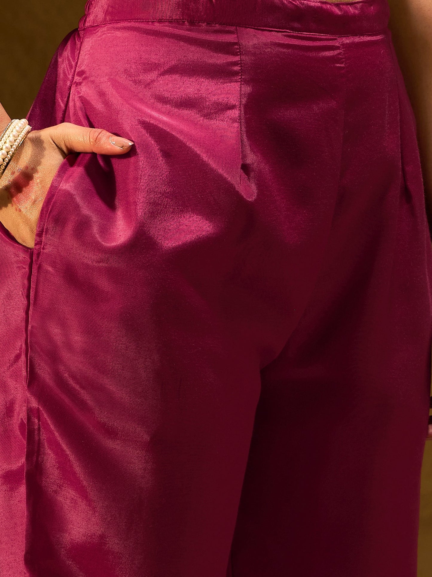 Maroon Embroidered Straight Kurta Trousers With Dupatta set