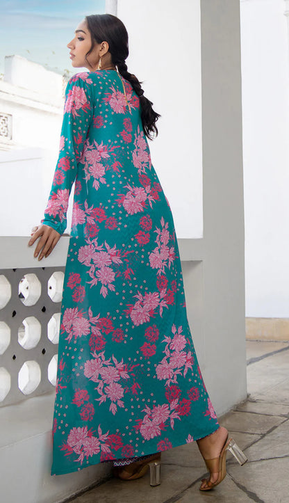 Multicolour Georgette Chevron 3 Piece Jacket Set