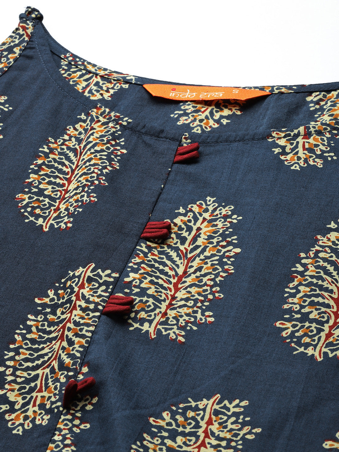 Indo Era Blue Ethnic Motifs Printed A-Line Kurta