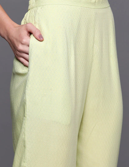 Sea Green Embroidered Regular Mirror Work Kurta with Trousers & With Dupatta