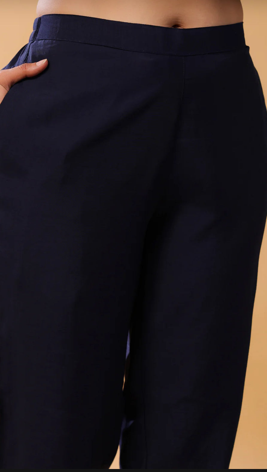 Navy Blue Chanderi Blend Angrakha Kurta Set