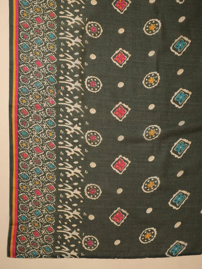 Green Cotton Blend Ethnic Motifs Angrakha Kurta Set