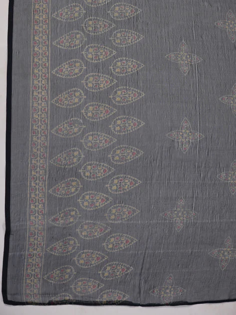 Teal Viscose Blend Ethnic Motifs Gathered Kurta Set