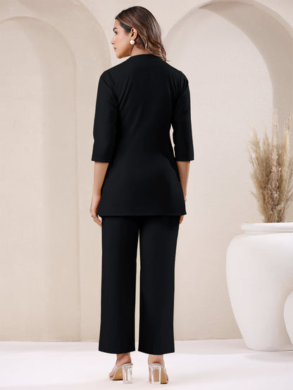 Black Cotton Solid A-line & Co-ord Set