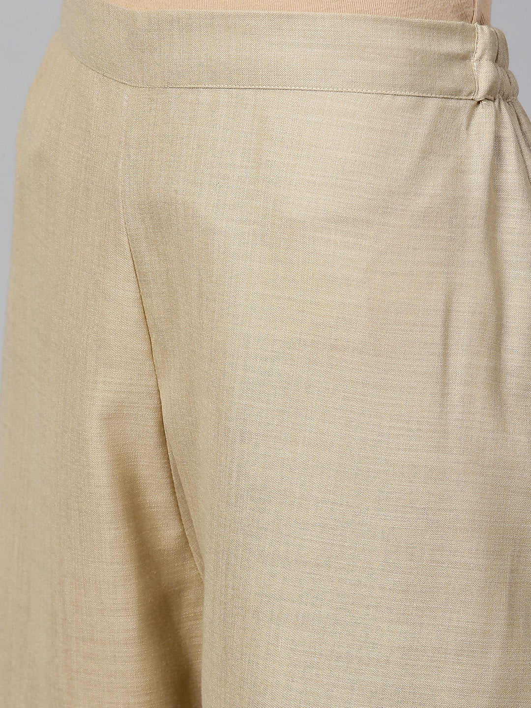 Indo Era Beige Solid Straight Kurta Sets