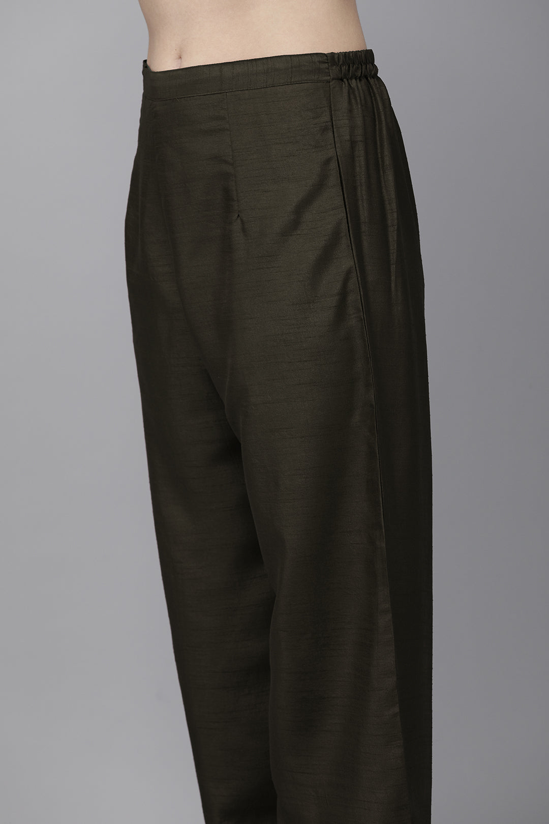 Indo Era Green Solid Straight Kurta Palazzo with Dupatta Sets