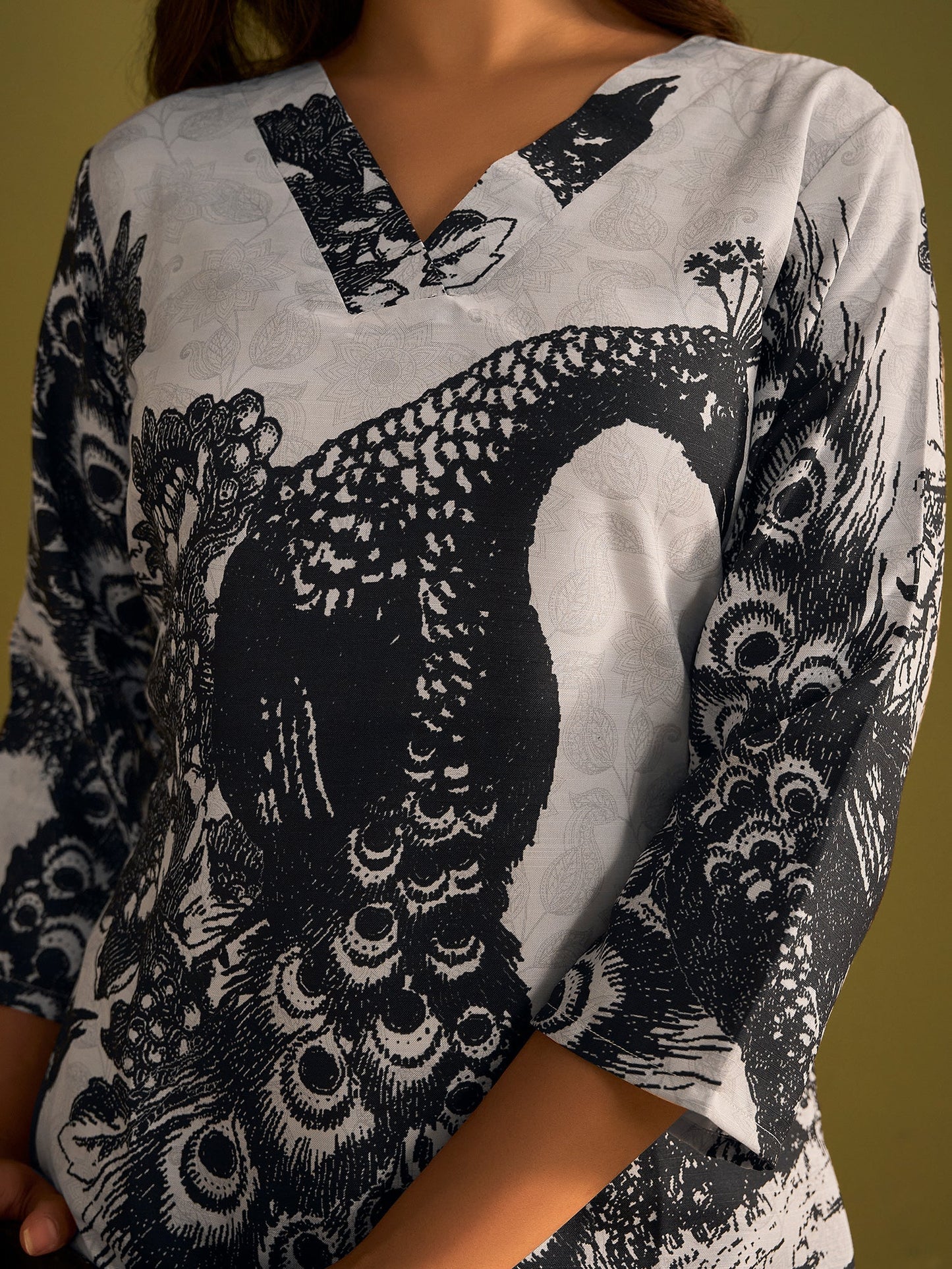 Indo Era Black Printed Straight Kurta Trousers  Set