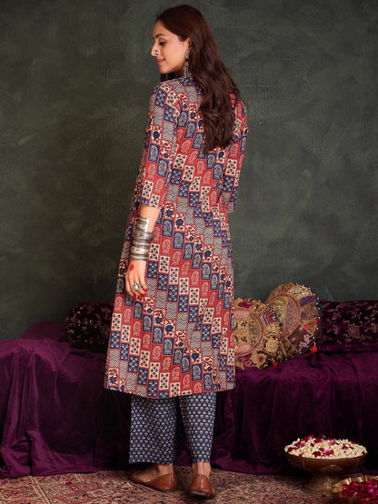 Multi Printed A-Line Kurta Trousers  Set