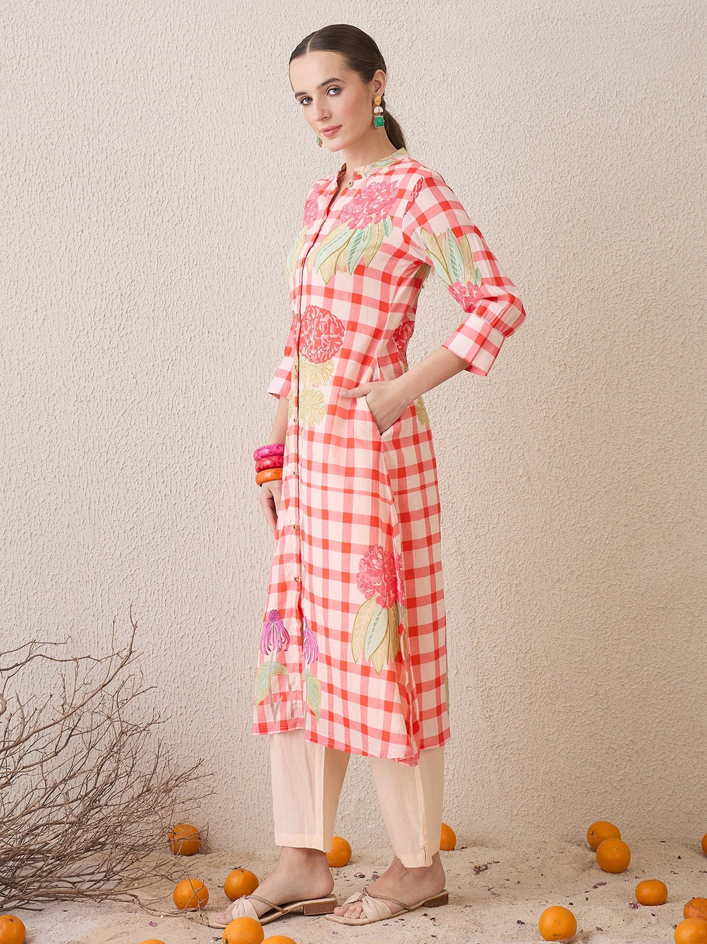 Multi Printed A-Line Kurta Trousers Set